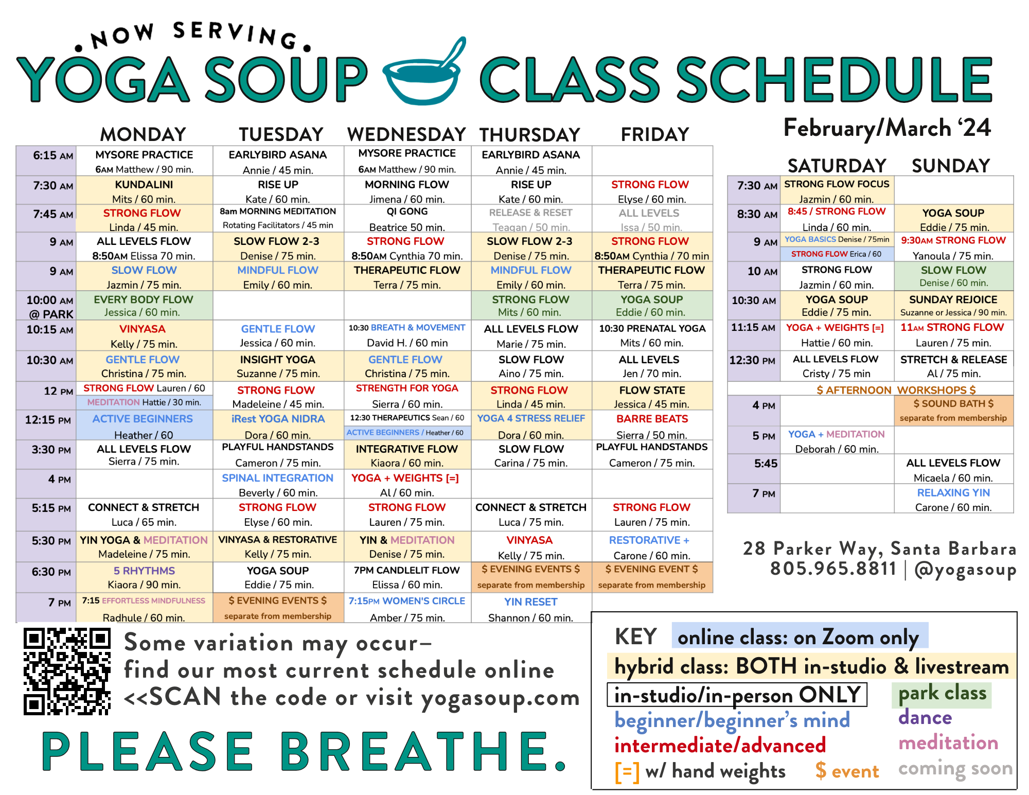 Santa Barbara Yoga Classes & Class Schedule - In-Studio, Online & Park  Class Schedule