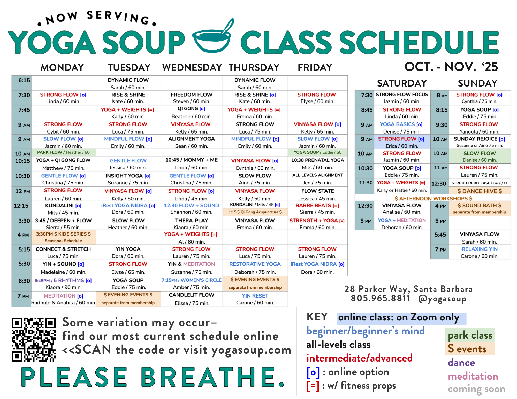 Santa Barbara Yoga Classes & Class Schedule - In-Studio, Online & Park  Class Schedule